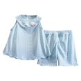 thumbnail image 1 of Baby Girl Summer Clothes Tunic Top Casual Shorts Set 2Pcs Toddler Summer Outfit 0-10 Years Blue 1-2 Years, 1 of 3