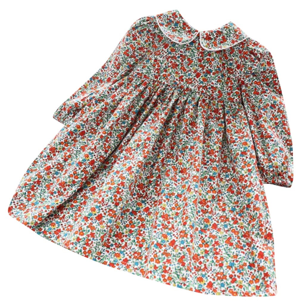Baby Girl Summer Dress Casual Sundress Elegant Floral Princess Spring Romper Skirt Cute Dresses For Girls Red Size 1-2 Years