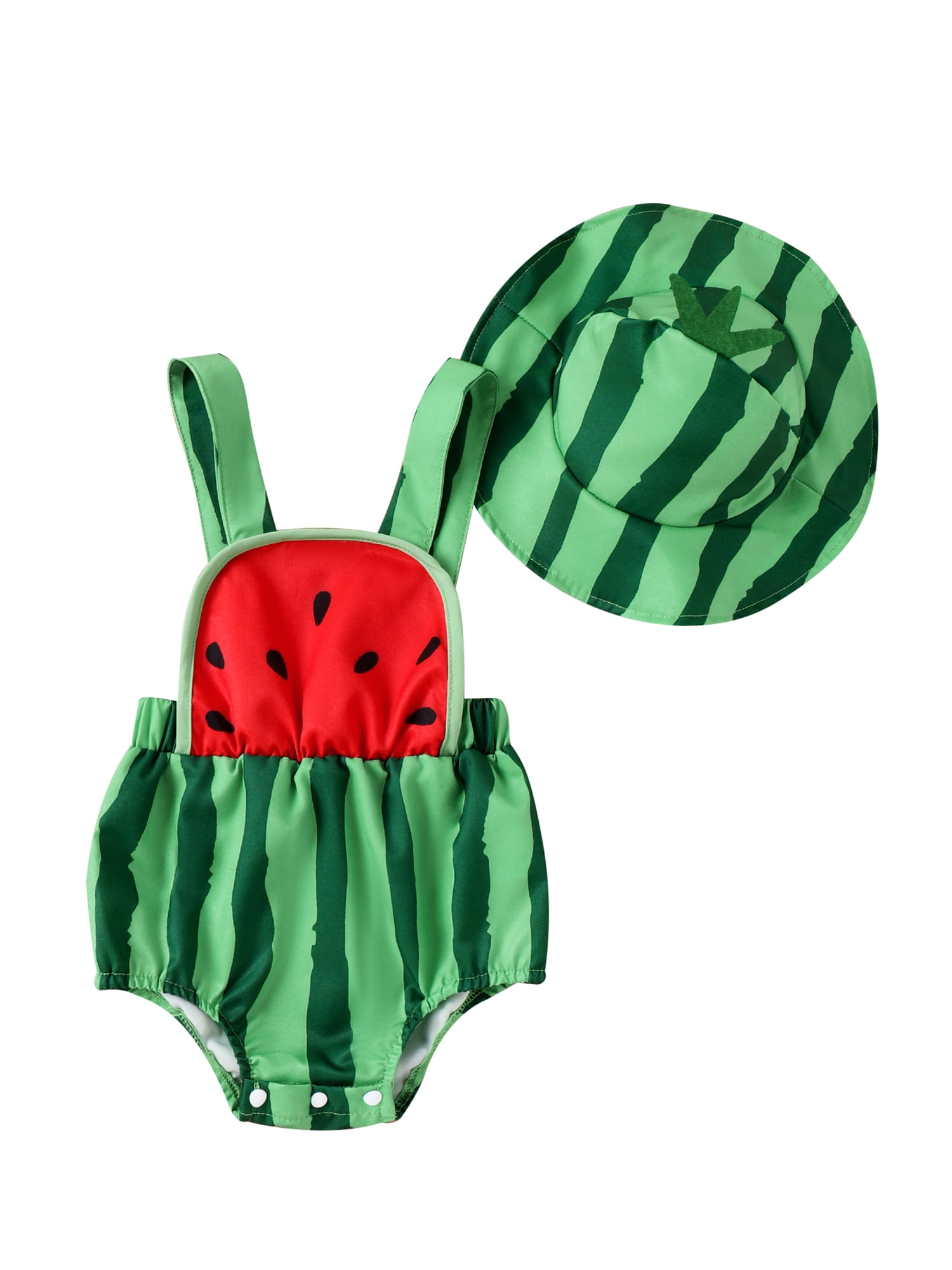 Baby Girl Summer Fruit Romper Watermelon Print Sleeveless Supender