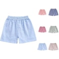 thumbnail image 1 of Baby Girl Summer Gingham Plaid Shorts Seersucker Elastic Waist Ruffle Hem Shorts Bottoms Toddler Casual Cute Fashionable Playwear, 1 of 8