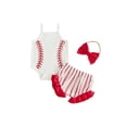 thumbnail image 1 of Baby Girl Summer Outfit Cute Baseball Print Sleeveless Romper Bodysuit + Ruffle Bloomers Shorts + Headband 3Pcs Set Game Day Clothes 0-18M, 1 of 9