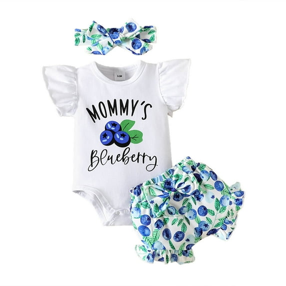 Baby Girl Summer Outfit Sets Short Sleeve Letter Prints Romper Bodysuit Shorts Headbands Girls Summer Clothes Shorts Set White 9-12 Months