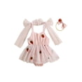 thumbnail image 1 of Baby Girl Summer Outfit Strawberry Embroidery Tulle Romper Dress Fly Sleeve Tie Strap Bodysuit Dress Newborn Cute Clothes, 1 of 8
