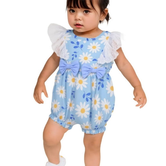 Baby Girl Summer Romper Daisy Print with Ruffles 18-24 Months