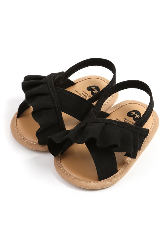 Baby Girl Summer Sandals, Cute Ruffle Flats Non-Slip Soft Sole Infant First Walkers