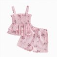 thumbnail image 1 of Baby Girl Summer Short Set Baby Girl Summer Outfit Floral Print Ruffle Smocked Top & Shorts 2-Piece Soft Clothing Set, 1 of 9