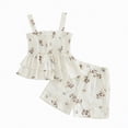 thumbnail image 1 of Baby Girl Summer Short Set Baby Girl Summer Outfit Floral Print Ruffle Smocked Top & Shorts 2-Piece Soft Clothing Set, 1 of 9