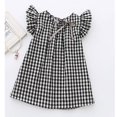 thumbnail image 1 of Baby Girl Summer Sleeveless Solid Stripe Newborn Flying Sleeve Black and White Plaid Bow Dress Skirt, 1 of 5