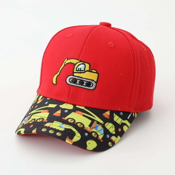 Baby Girl Sun Hat Kids Toddler Boys Summer Adjustable Breathable Lightweight Baseball Cap with Digger Embroidered Sun Hats for Kids Red 2 Years-8 Years