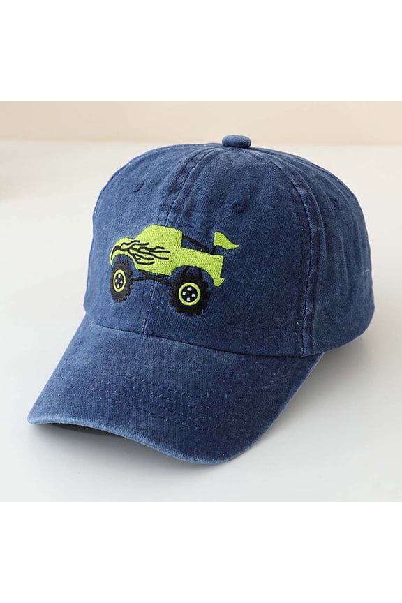 Baby Girl Sun Hat Kids Toddler Boys Summer Adjustable Breathable Lightweight Baseball Cap with Digger Embroidered Baby Beach Hat Navy 2 Years-8 Years