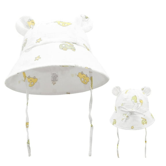 Baby Girl Sun Hat Summer Adjustable Baby Cotton Breathable Soft Bucket Hat with Cute Cartoon Prints Sun Hat WH4 1 Years-3 Years