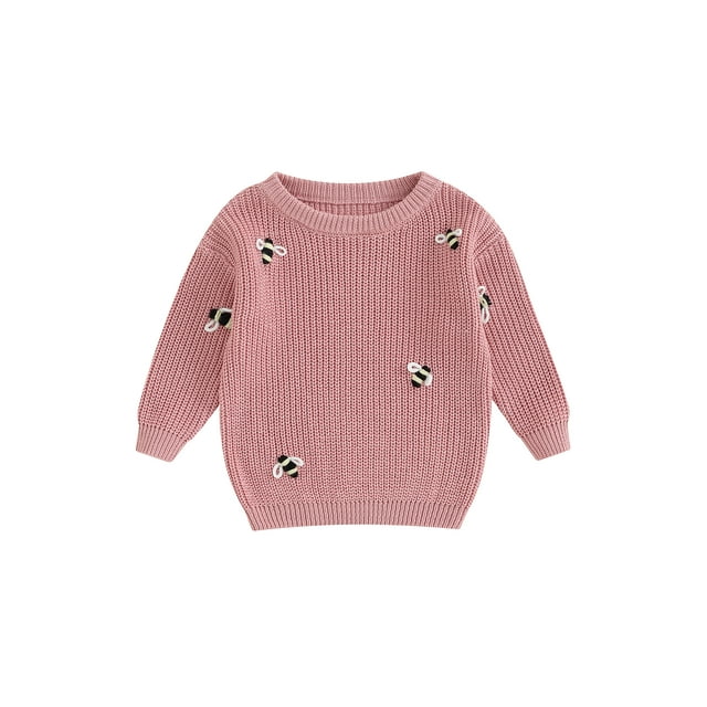Baby Girl Sweater Knitted Long Sleeve Toddler Sweatshirt Bee Fall Winter Warm Oversized Infant