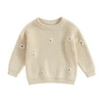 thumbnail image 1 of Baby Girl Sweater, Long Sleeve Crew Neck Flower Winter Warm Knit Pullover Sweater Infant Clothes 0-5Years, 1 of 9