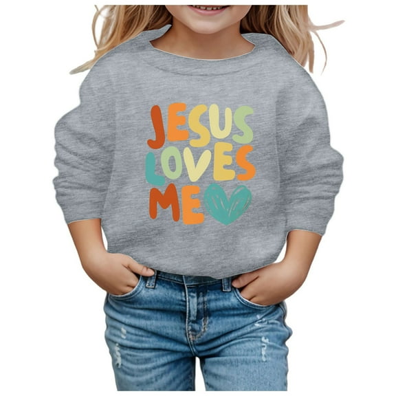 Baby Girl Sweatshirt Crew Neck Shirt Letter Graphic Print Long Sleeve Pullover Shirt Sweatshirt Warm Pullover Hoodies Sweatshirt Infant To Big Kid Sizes 11-12 Years(Grey)