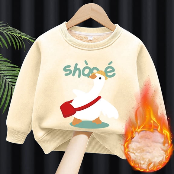 Baby Girl Sweatshirts Fall Child Boysand Girls' Lined Round Neck Sweatshirts Thickened Warm Top Girls Clothes Size 8,8-10 Years