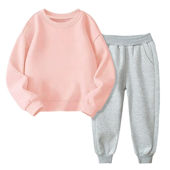 Baby Girl Sweatsuit Set - Toddler Girls' 2 Piece Fleece Sweatshirts and Jogger Set - Kids Outfits Sets Winter Casual Long Sleeve Crew Neck Pullover Tops and Pants Sets B-2-Pinks 18 Months
