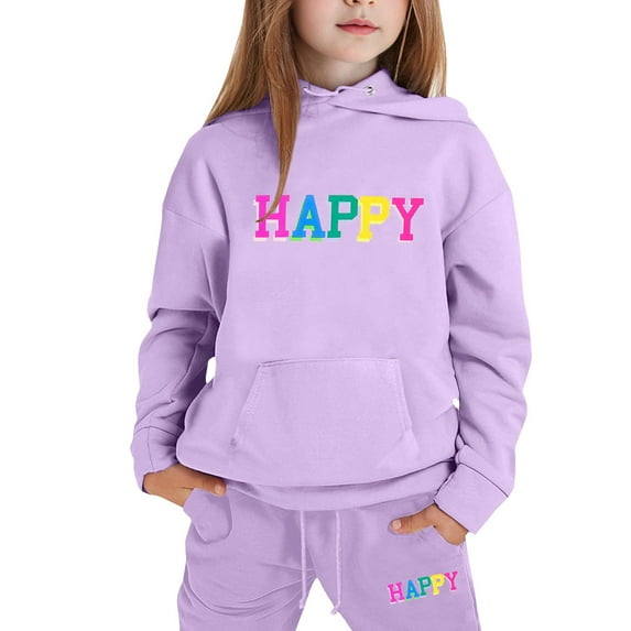 Baby Girl Sweatsuits Clearance Sale Long Sleeve Letter Graphic Printed Hoodie Pullover Tops Pants Casual Loose Baby Girl Outfit,,8-9 Years