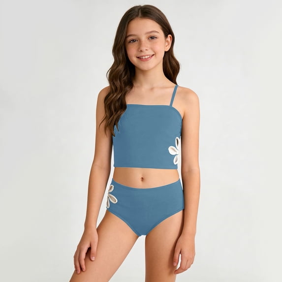 Baby Girl Swimsuit 9-12 Months Ruffled Styles Color Block Little Girls' Swimwear Soft & Lightweigh Two Piece Boyshort Tankini Kids Swimsuit