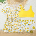 thumbnail image 1 of Baby Girl Swimsuit Girl's Floral Print Three Piece Bikini Set with Kimono Cover Up Girls' Swimwear Yellow 13-14 Years, 1 of 7