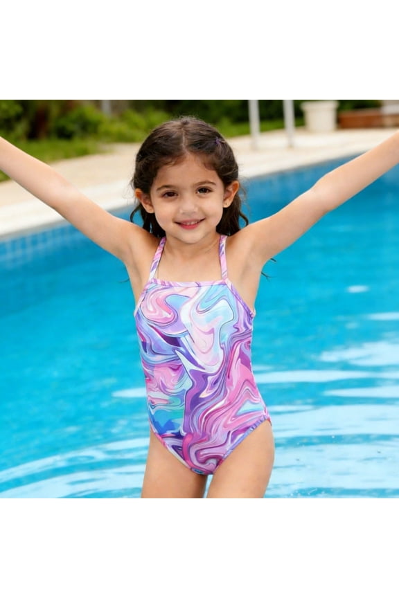 Baby Girl Swimsuit Girl's Soft Comfortable Mix Colors One Piece Swimsuits Bathing Suits for Girls Purple 6-7 Years