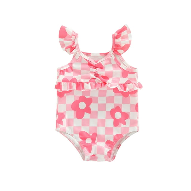 Baby Girl Swimsuit Infant Bathing Suit Girl Flower Print Ruffle One ...