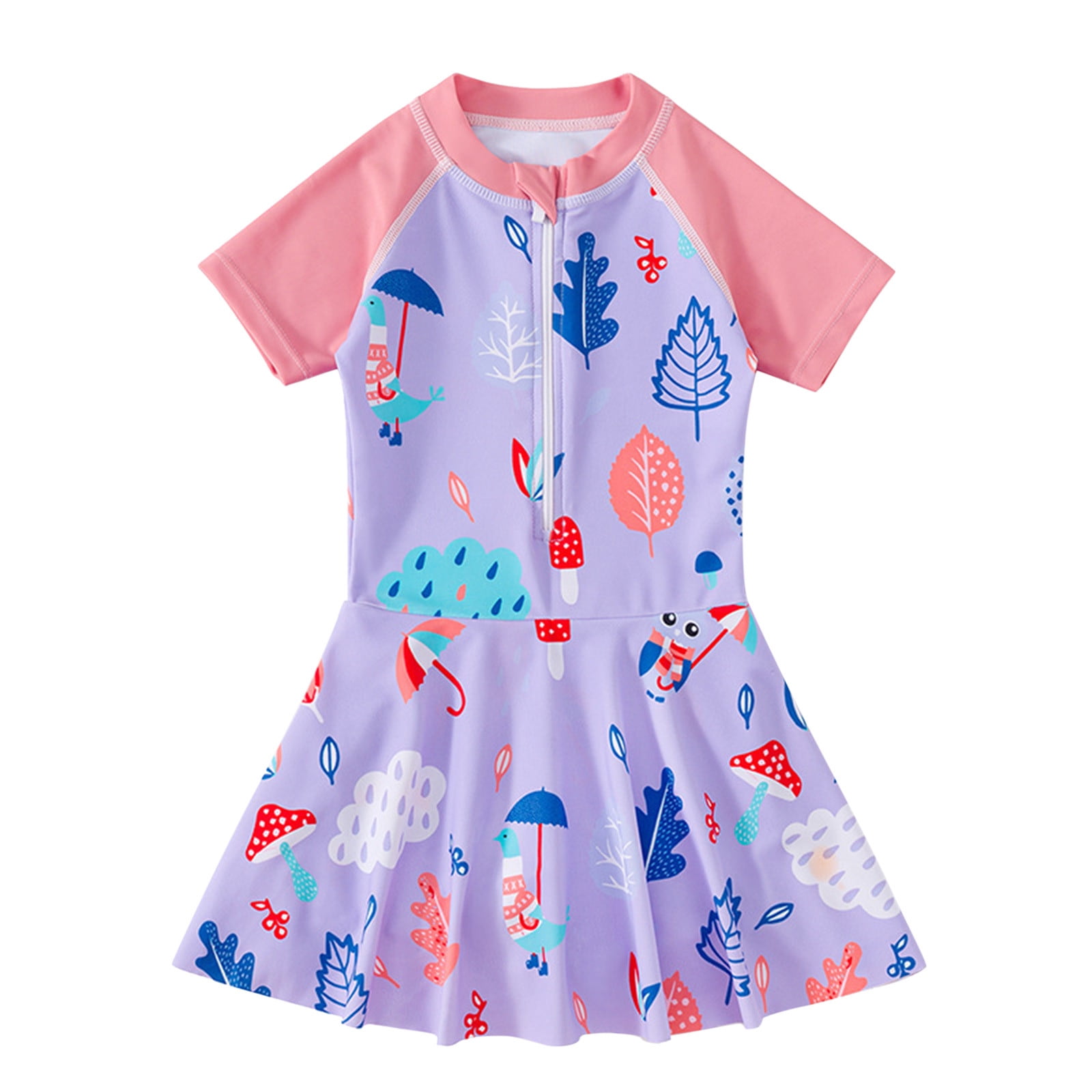 Baby Girl Swimsuit Kids Printed Short Sleeves Sunscreen Cute Swimming