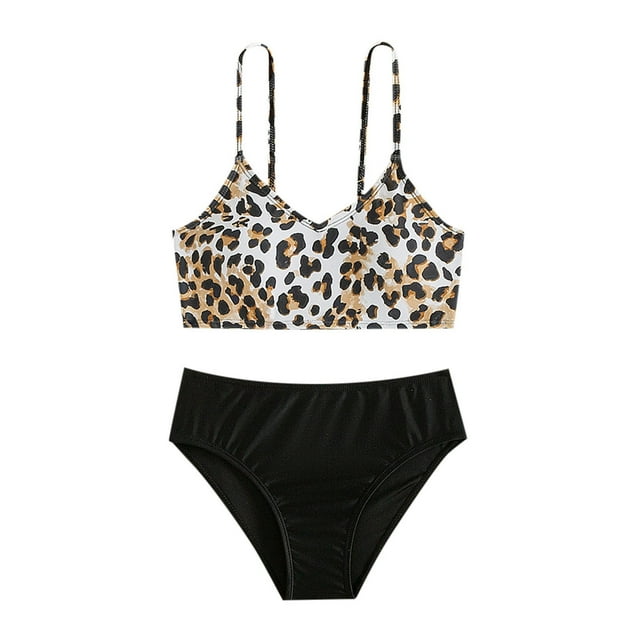 Baby Girl Swimsuit Size 11 Years-12 Years Bikini Sets Leopard Print ...