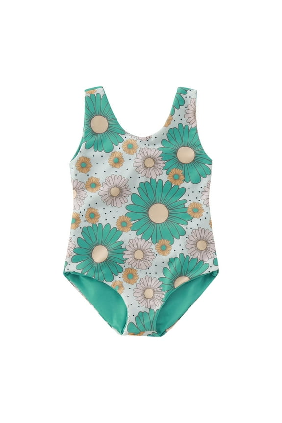Baby Girl Swimsuit Summer Kids Girls Lacing Swimwear, Toddler Floral Prints Beach Swimsuit Bikini Kids Swimsuits Blue 18 Months-24 Months
