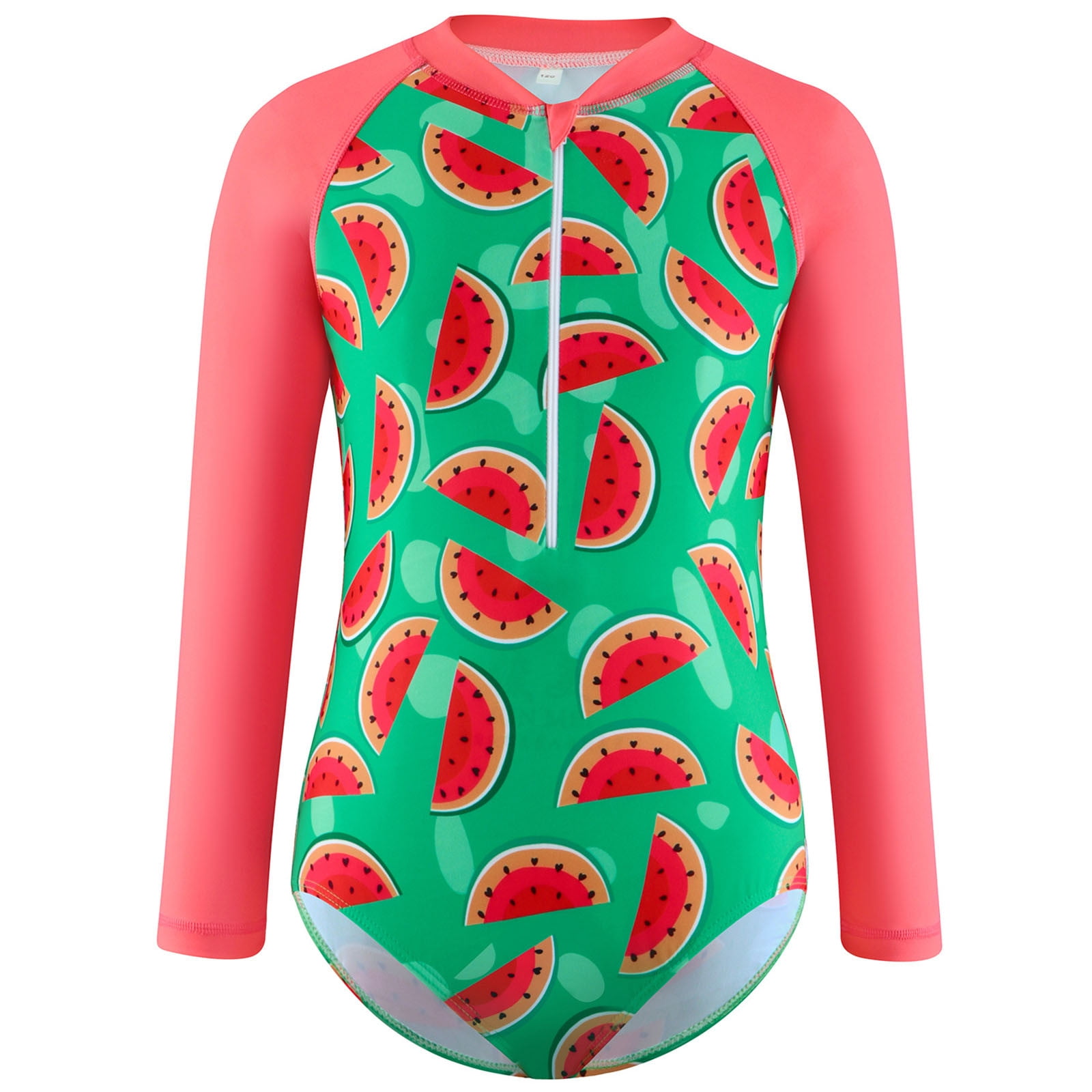 Baby Girl Swimsuit Summer Long Sleeve Ruffle Floral Fruit Print Onesie