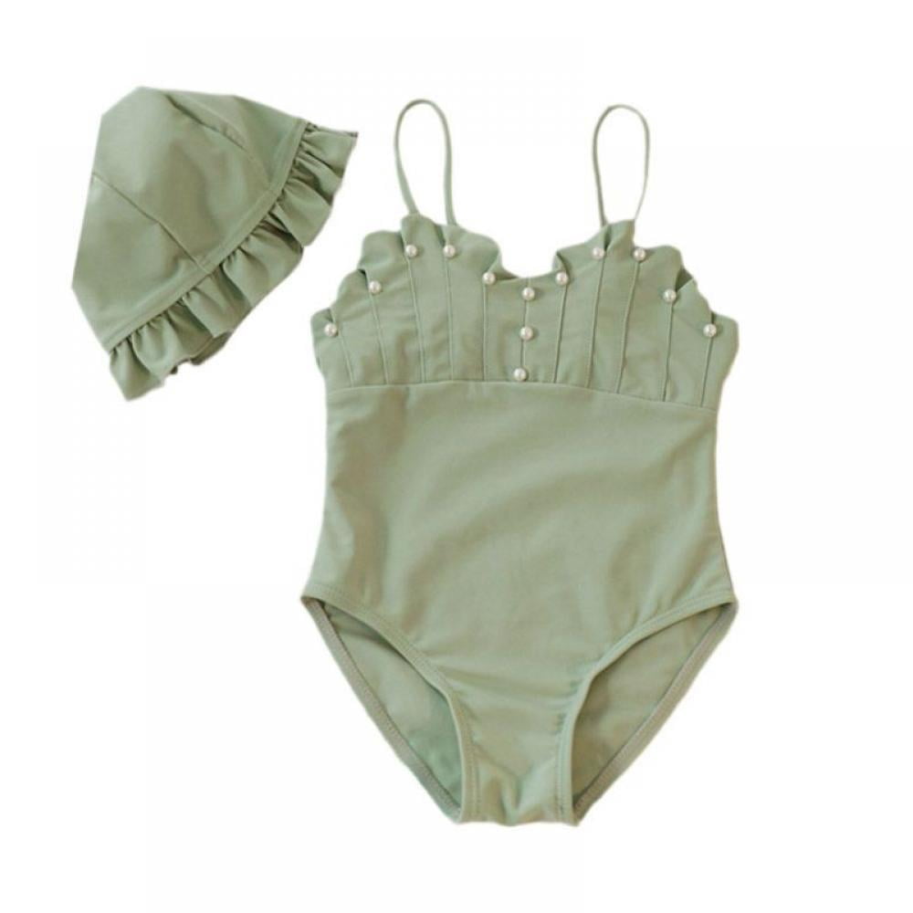 Baby Girl Swimwear&Hat 2 Pieces Set Swimsuit For 26T