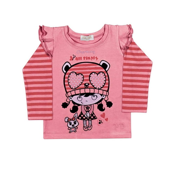 Baby Girl T-Shirt Long Sleeve Newborn Infant Graphic Tee Pulla Bulla 3-12 Months