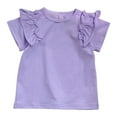 thumbnail image 1 of Baby Girl T-Shirt Ruffle Short Sleeve Shirts Summer Cute Crewneck Blouse Tops Purple 12-18 Months, 1 of 4