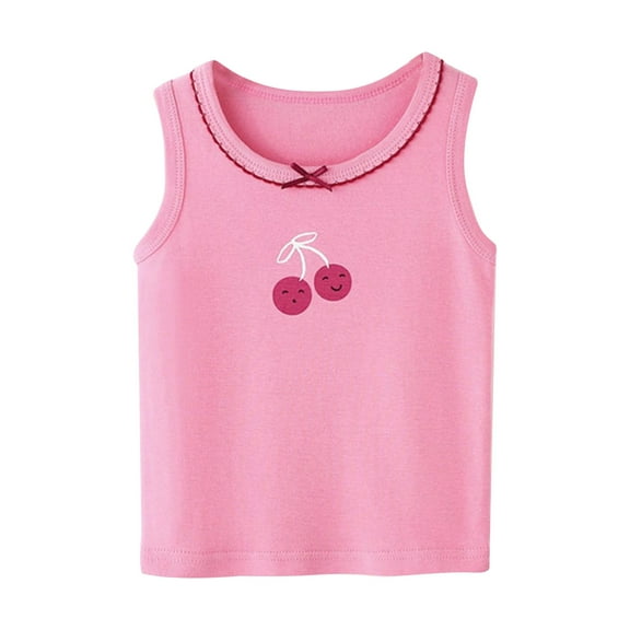 Baby Girl Tank Tops Active Shirt Cotton Halter Summer Thin Floral Cute Printing Girls Undershirts Classic Cami Tops Hot Pink 18-24 Months