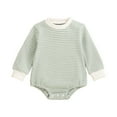 thumbnail image 1 of Baby Girl Thanksgiving Outfit Halloween For Baby Girls Baby Girl Outfit Pumpkin Sweatshirt Romper Long Sleeve Onesie Jumpsuit Fall Winter Clothes Green 0-3 Months, 1 of 9