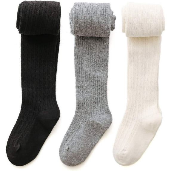 Baby Girl Tights Thick Cable Knit Leggings Seamless Cotton Toddler Girls Stockings School Tights for 2T-12 Years
