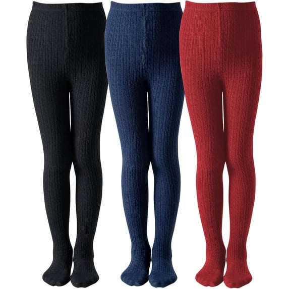 Baby Girl Tights Thick Cable Knit Leggings Seamless Cotton Toddler Girls Stockings School Tights for 2T-12 Years