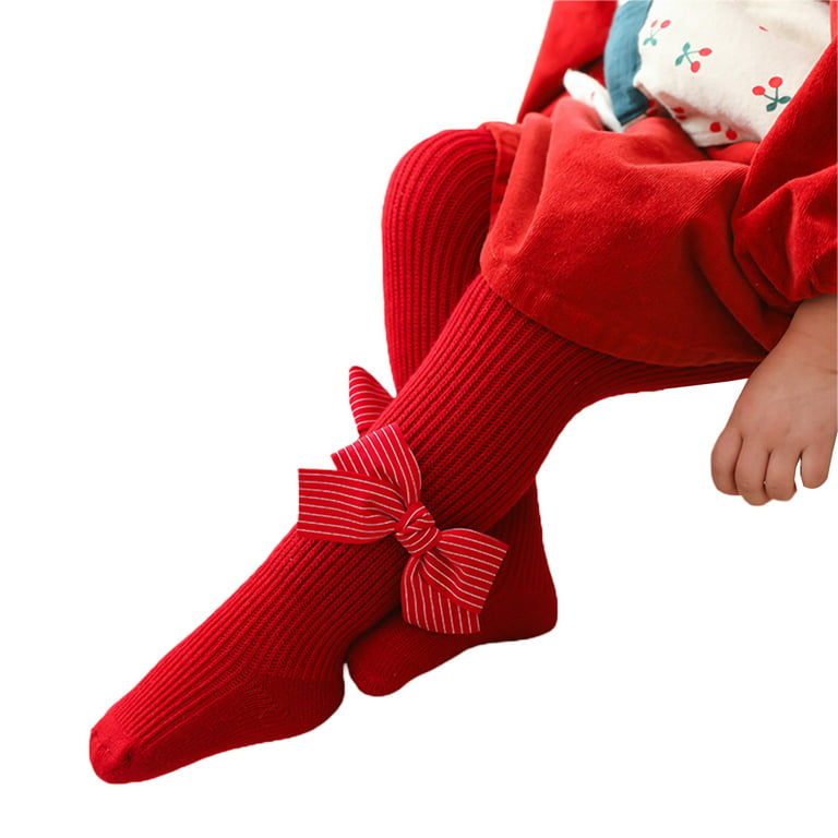 Baby Girl Tights Winter Thick Cable Knit Leggings Stockings with Bow  Christmas Cotton Pantyhose 