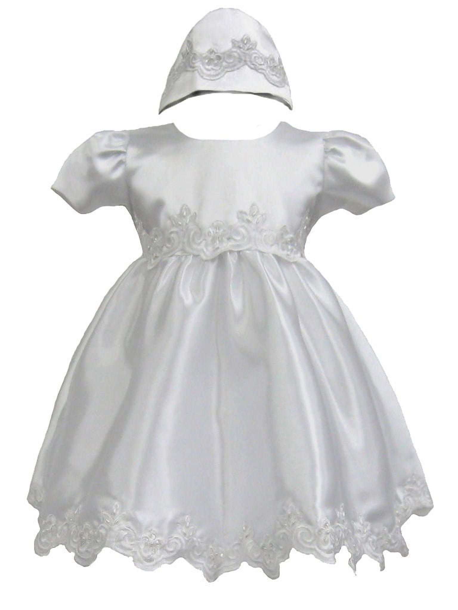 Leadertux Baby Girl Toddler Christening Baptism Formal Dress Gown w/ bonnet sz 0-30m White, Infant Girl's
