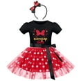 thumbnail image 1 of Baby Girl Toddler Kids Birthday Party Dress Halloween Mouse Costume Short Sleeve Princess Polka Dots Mini Tutu Tulle Dress Headband Set Christmas Carnival Fancy Dress Up 18-24 Months Black + Red, 1 of 7