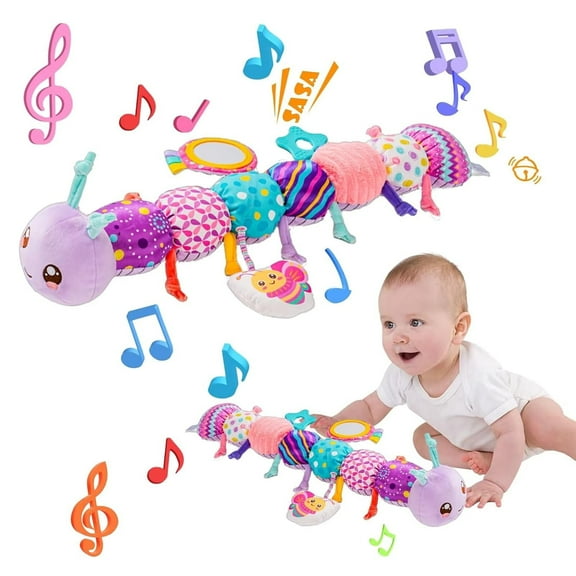Baby Girl Toys 0-6 Months, Baby Soft Stuffed Animal Toys with Multi Textures,Rattle,Crinkle,Baby Girl Gift, Baby Girl Toys 6 to 12 Months,Caterpillar