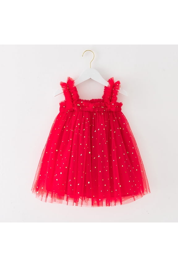 Baby Girl Tulle Dress A-Line Flower Girl Dress Red Sleeveless Princess Butterfly Dress Fairy Dress Toddler Mardi Gras Outfit 12-18M
