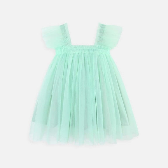 Baby Girl Tulle Dress A-Line Girls Green Dress Sleeveless Butterfly Wings Girls Dresses Mardi Gras Outfit for Girl 2T