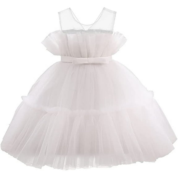 Baby Girl Tulle Tutu Dress Toddler Princess Flower Wedding Party Bridesmaid Gown