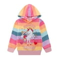 thumbnail image 1 of Baby Girl Unicorn Pullover Hoodie Rainbow Stripes Sweatshirt with Kangaroo Pocket Toddler Fall Winter Outfit (8213-4T), 1 of 6