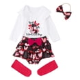 thumbnail image 1 of Baby Girl Valentine's Day Fall Winter Outfit Heart Print Long Sleeve Tops Skirt Pants 4Pcs Girls Clothes Black 6 M-12 M, 1 of 4
