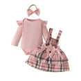 thumbnail image 1 of Baby Girl Valentine's Day Outfit Girls Short Sleeve Ribbed Romper Bodysuit Bowknot Plaid Suspender Skirts Outfits Romper Top Bodysuit Irish Day Baby Boy Outfit 12-18 Months, 1 of 9