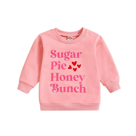 Baby Boys Girls Sweatshirt Valentine's Day Letter Print Long Sleeve Sweat Shirt Unisex Kids Pullover Tops Pink 12-18 Months