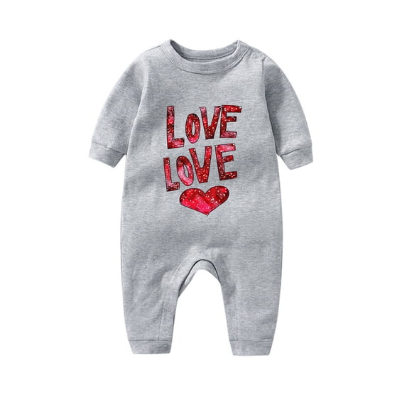Baby Girl Valentines Outfit Cute Heart Print Long Sleeve Romper Jumpsuit Newborn Cozy Button Rompers Clothes 3-18Months