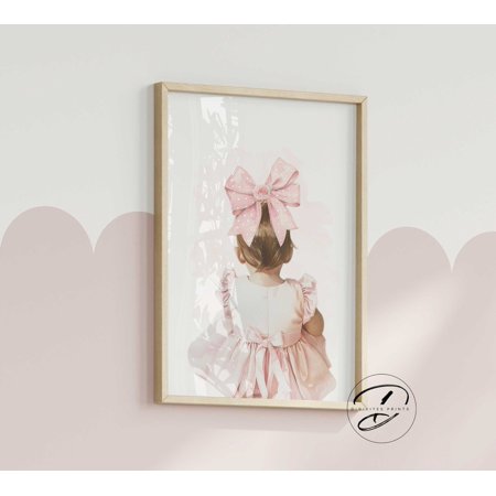 Baby Girl Wall Art Print For Nursery, Coquette Bow Watercolour Art Print, Girls Room Decor, Baby Girl Nursery, Baby Shower Poster, Baby Gift Home Decor #969, Unframed Poster Size 8x12