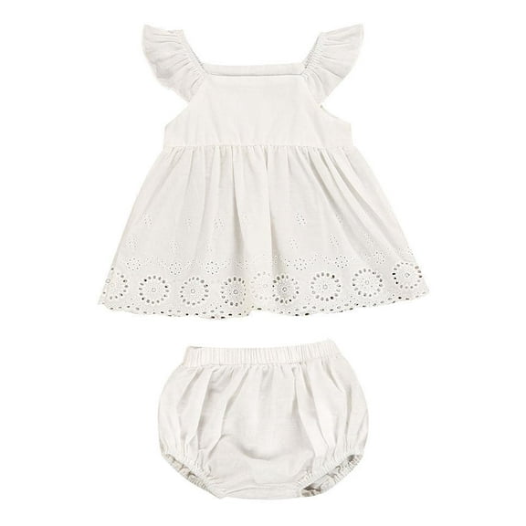 Baby Girl White Dress With Shorts Set